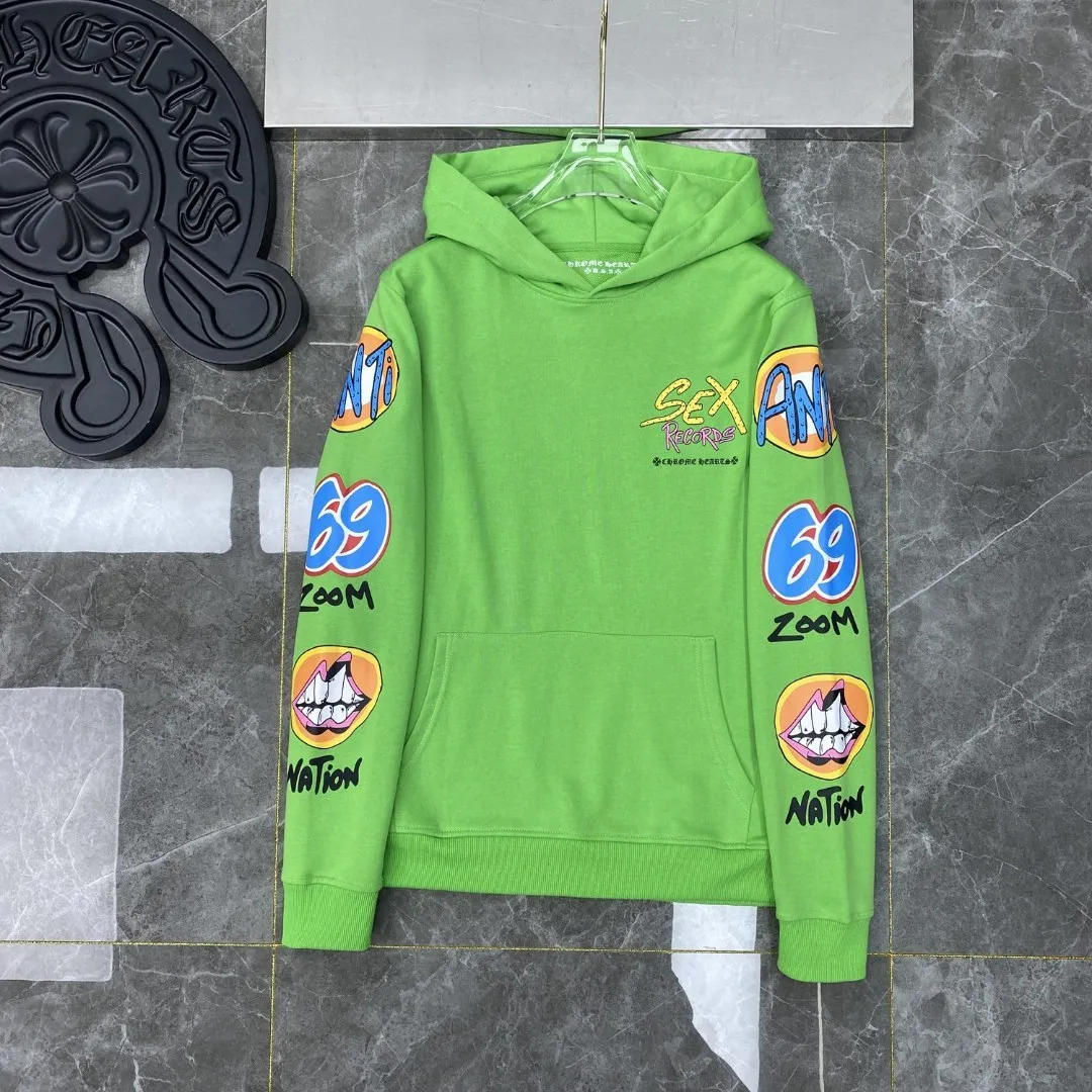 P240 Chrome Hearts Autumn and Winter 2025 simultaneous sale at counters❤️ Chrome Hearts Sex Records graffiti limited sweatshirt Imported environmentally friendly glue printing and dyeing Improved customized version 1:1 high-gram weight high-quality fabric Recommended color: Customized version graffiti green 🌈 Size: S, M, L, XL